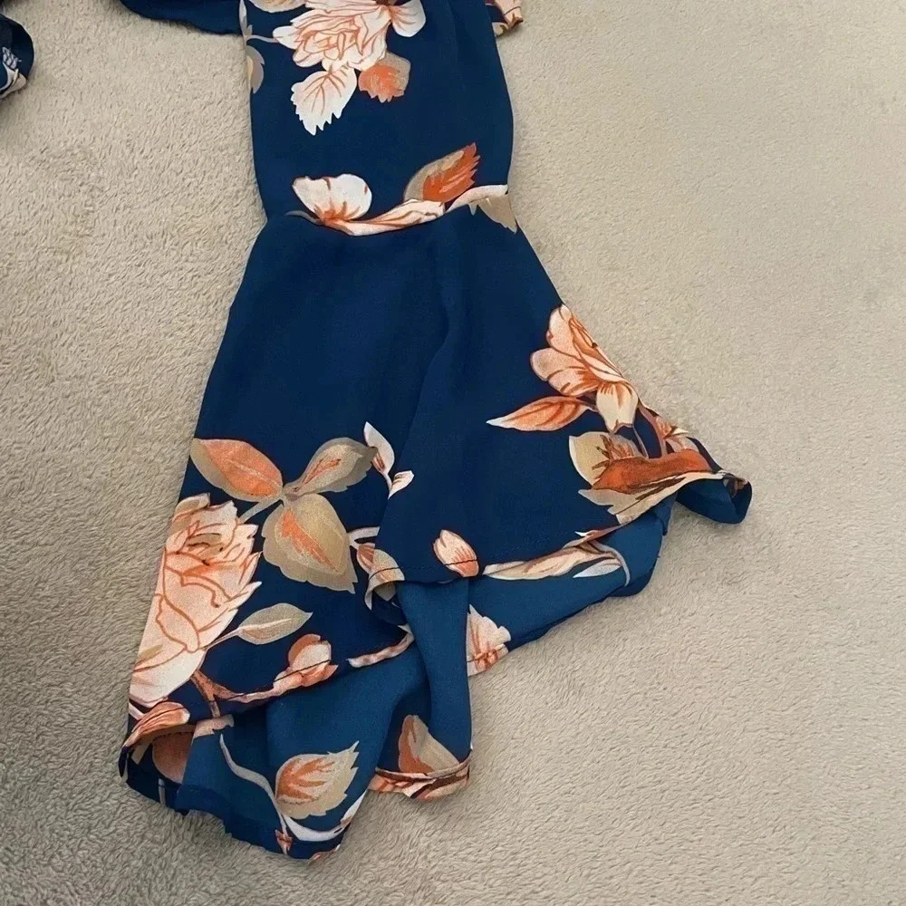 Navy Floral Bell Sleeve Top - Picture 6 of 11